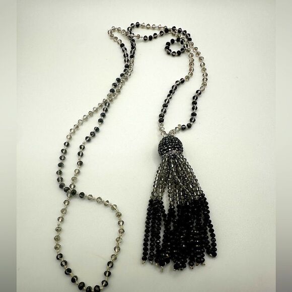 36” crystal beaded necklace with crystal tassel!! - Picture 1 of 6